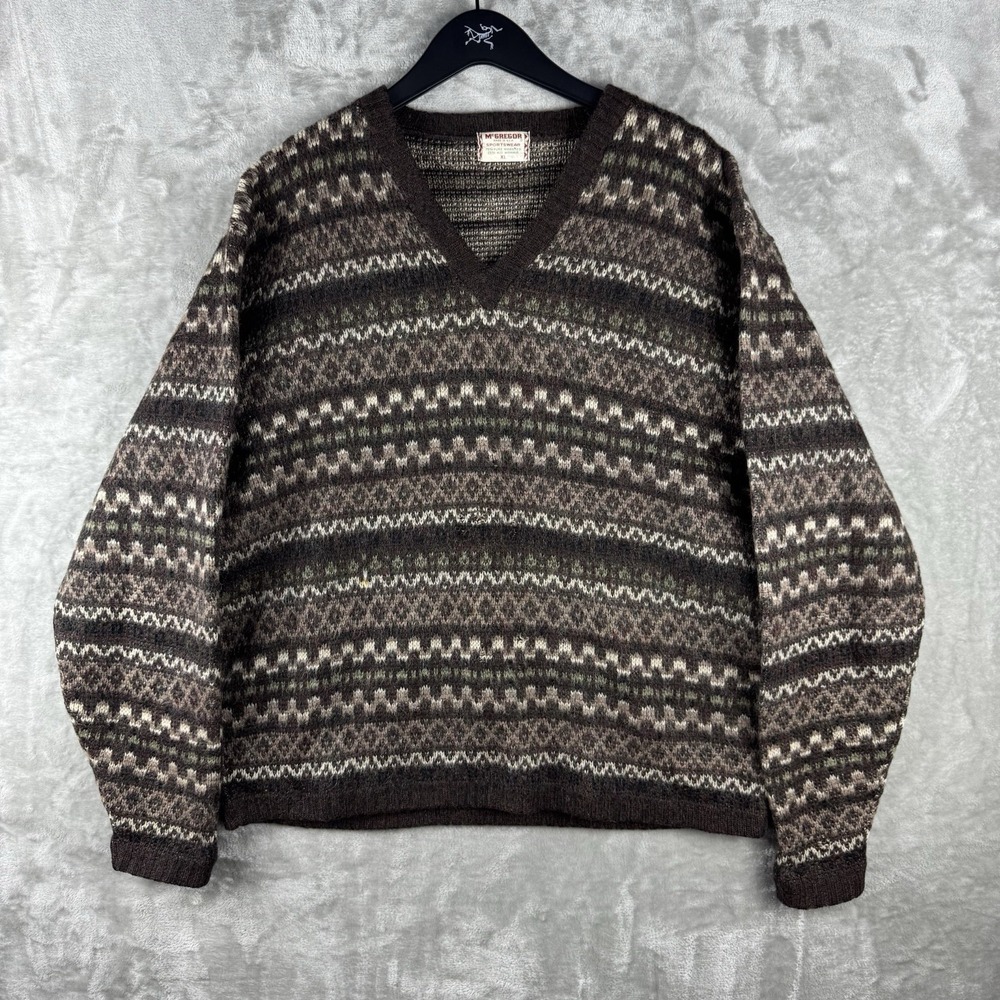 Vintage McGregor Mohair Pure Worsted Blend Sweater Grunge Fuzzy Men's XL 70s USA - Picture 2 of 14